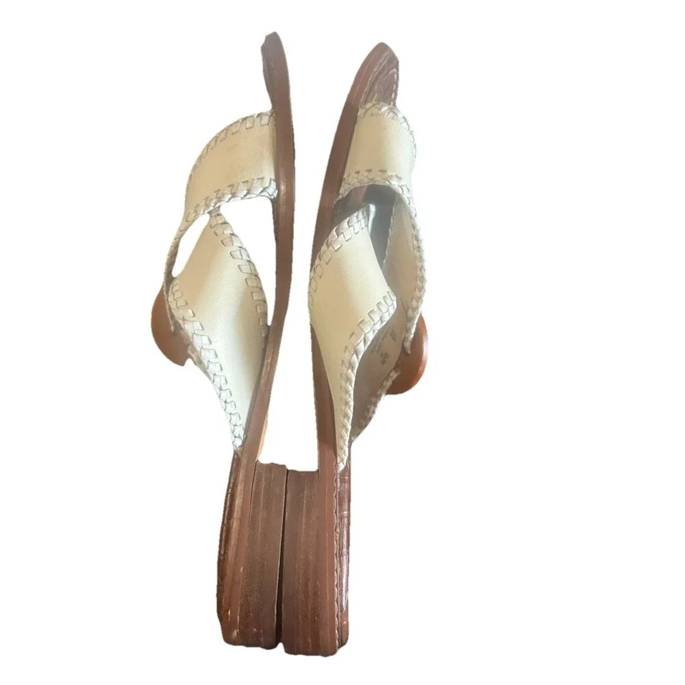 Sam Edelman Harlie Womens 8M Leather Crisscross Ivory Brown Slides Sandals